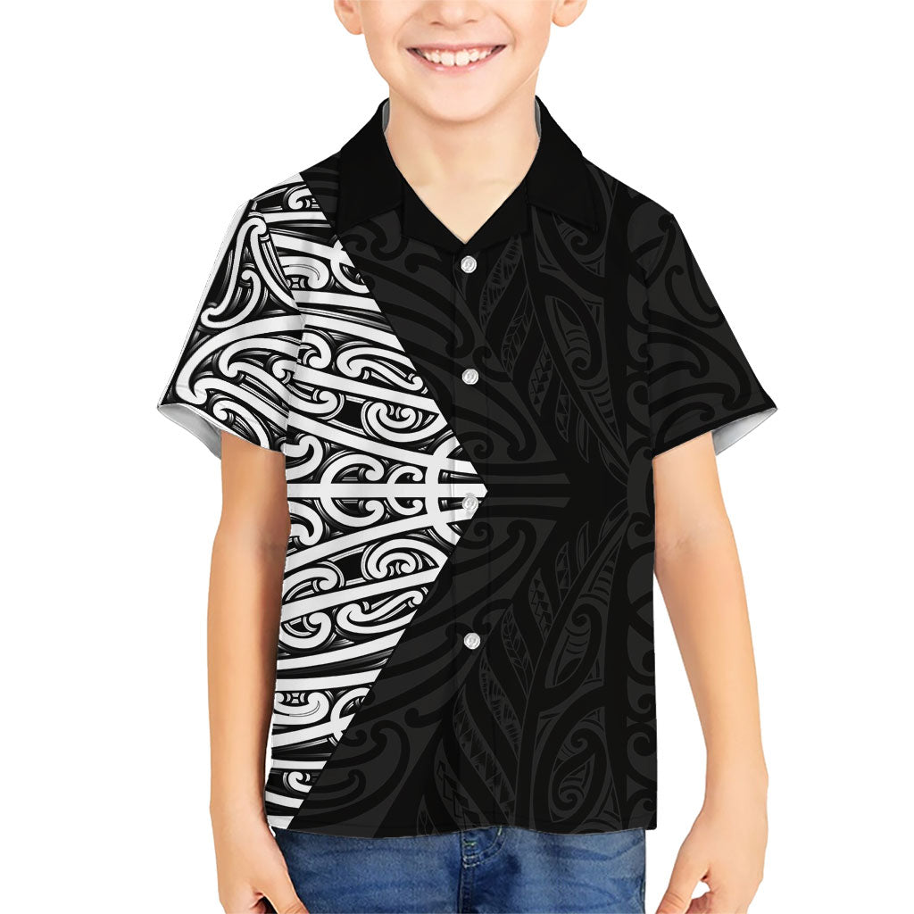 Black New Zealand Puhoro Maori Tattoo Kid Hawaiian Shirt LT14 Kid Black - Polynesian Pride