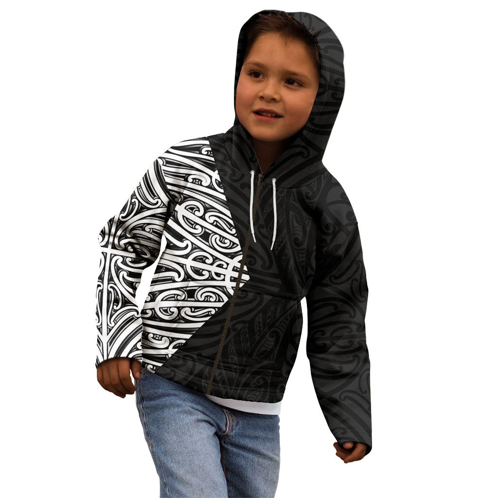 Black New Zealand Puhoro Maori Tattoo Kid Hoodie LT14 - Polynesian Pride