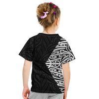 Black New Zealand Puhoro Maori Tattoo Kid T Shirt LT14 - Polynesian Pride
