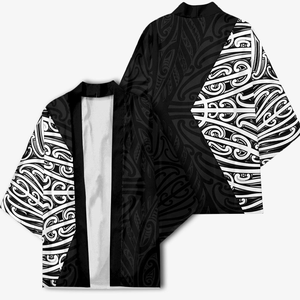 Black New Zealand Puhoro Maori Tattoo Kimono LT14 - Polynesian Pride