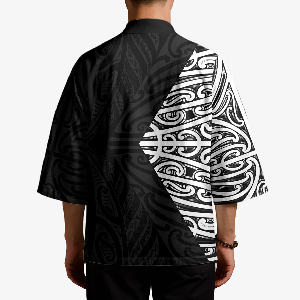 Black New Zealand Puhoro Maori Tattoo Kimono LT14 - Polynesian Pride