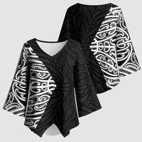 Black New Zealand Puhoro Maori Tattoo Kimono Sleeve Blouse LT14 - Polynesian Pride