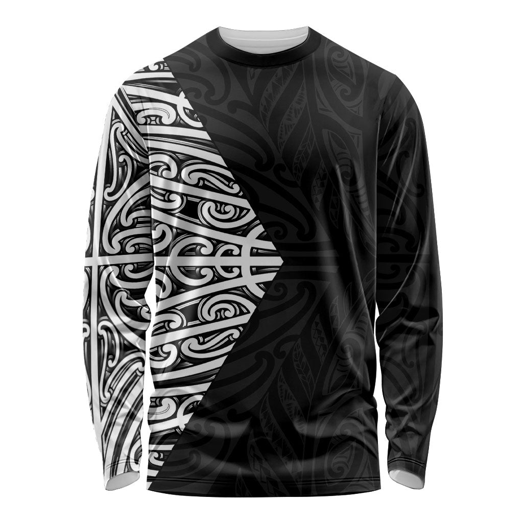 Black New Zealand Puhoro Maori Tattoo Long Sleeve Shirt LT14 Unisex Black - Polynesian Pride