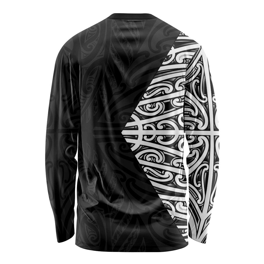 Black New Zealand Puhoro Maori Tattoo Long Sleeve Shirt LT14 - Polynesian Pride