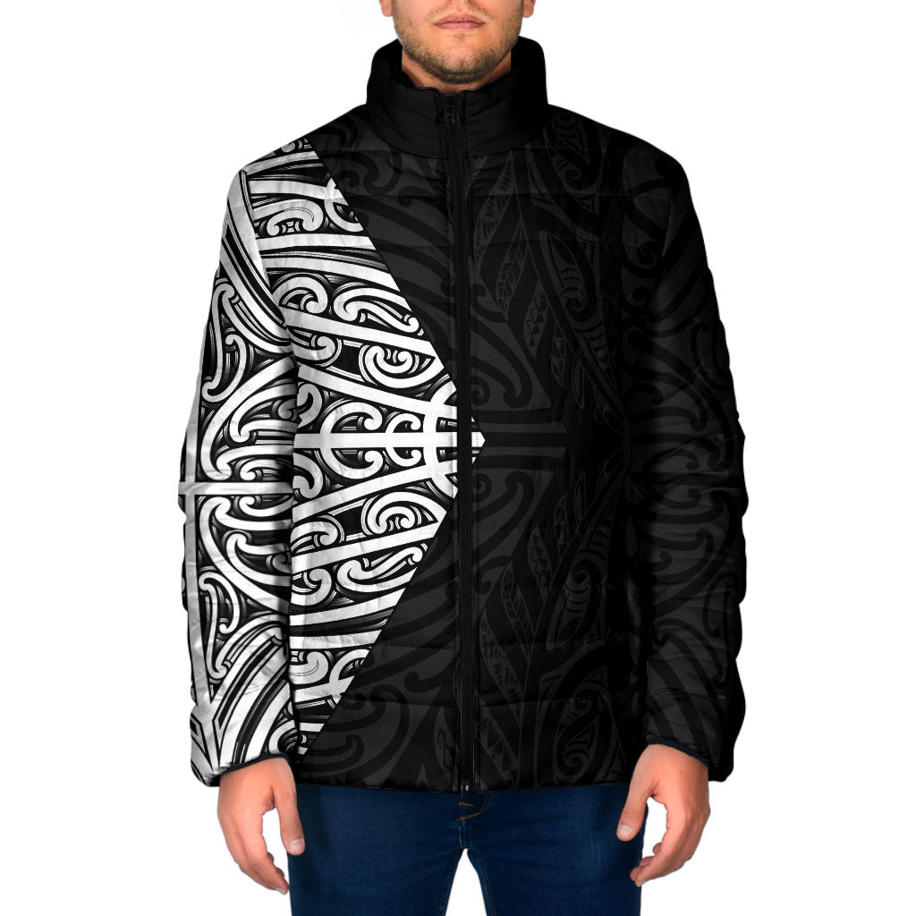 Black New Zealand Puhoro Maori Tattoo Padded Jacket LT14 Men Black - Polynesian Pride