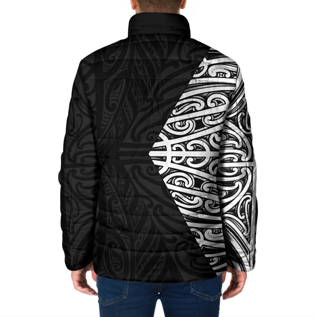 Black New Zealand Puhoro Maori Tattoo Padded Jacket LT14 - Polynesian Pride