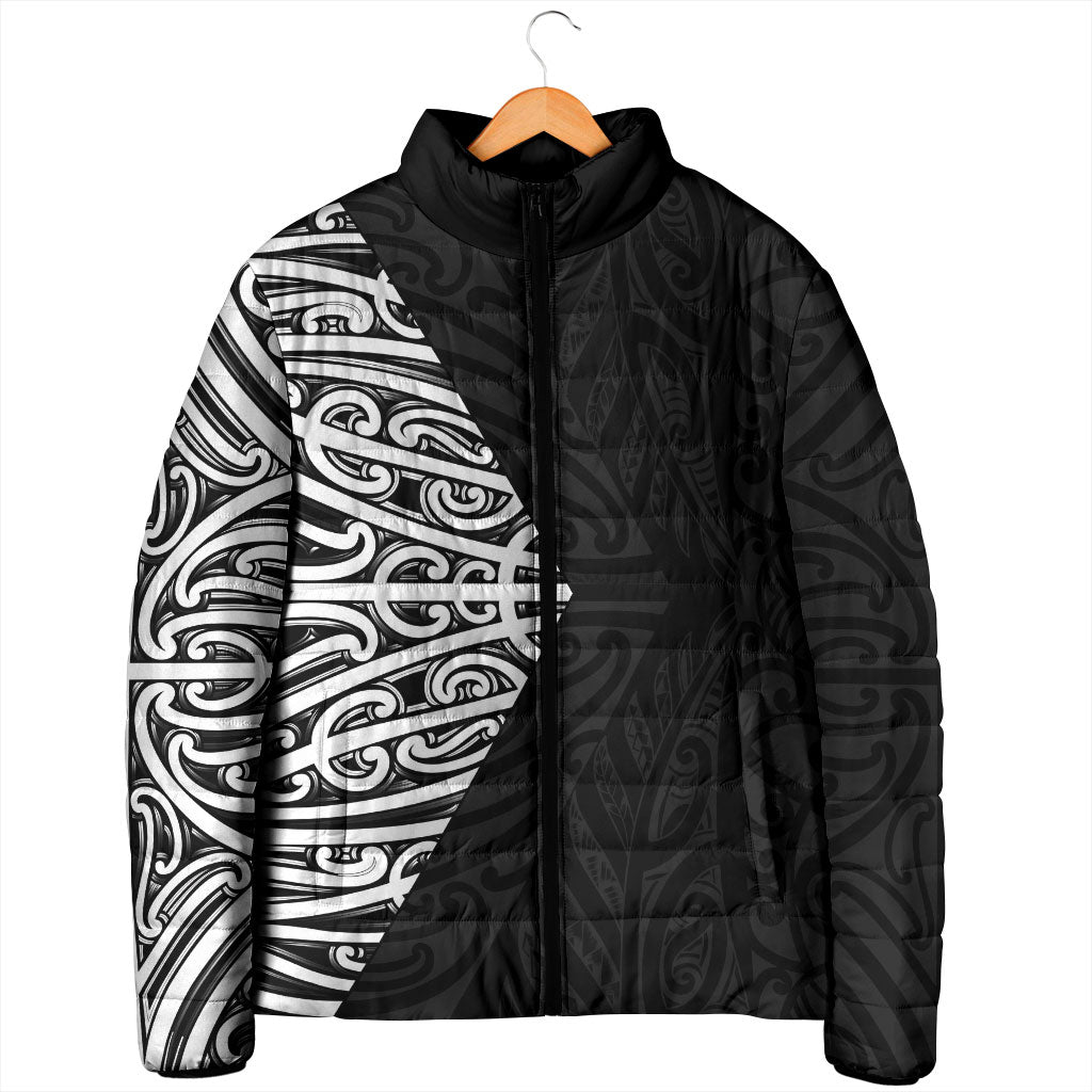 Black New Zealand Puhoro Maori Tattoo Padded Jacket LT14 - Polynesian Pride