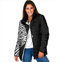 Black New Zealand Puhoro Maori Tattoo Padded Jacket LT14 Women Black - Polynesian Pride