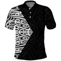 Black New Zealand Puhoro Maori Tattoo Polo Shirt LT14 Black - Polynesian Pride