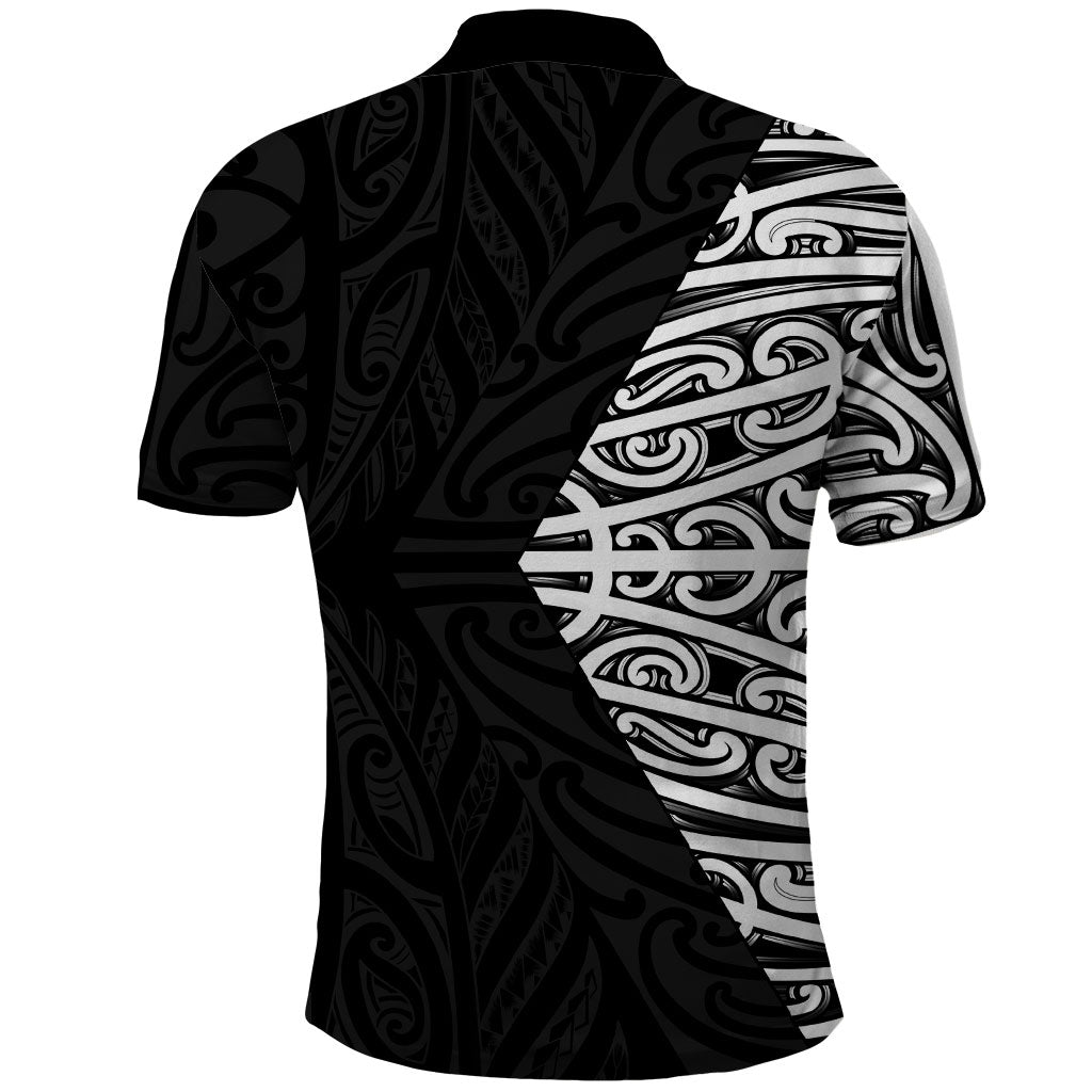 Black New Zealand Puhoro Maori Tattoo Polo Shirt LT14 - Polynesian Pride