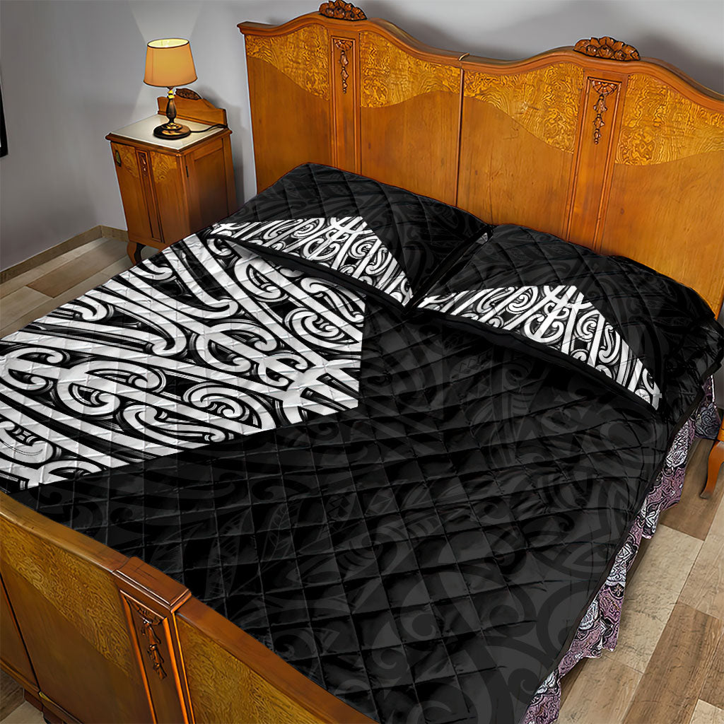 Black New Zealand Puhoro Maori Tattoo Quilt Bed Set LT14 - Polynesian Pride