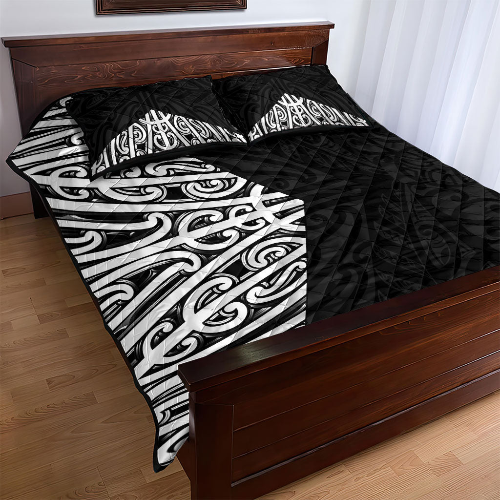 Black New Zealand Puhoro Maori Tattoo Quilt Bed Set LT14 - Polynesian Pride