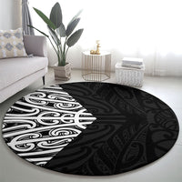 Black New Zealand Puhoro Maori Tattoo Round Carpet LT14 - Polynesian Pride