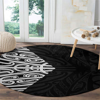 Black New Zealand Puhoro Maori Tattoo Round Carpet LT14 - Polynesian Pride