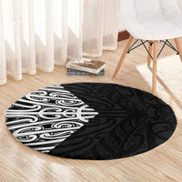 Black New Zealand Puhoro Maori Tattoo Round Carpet LT14 - Polynesian Pride