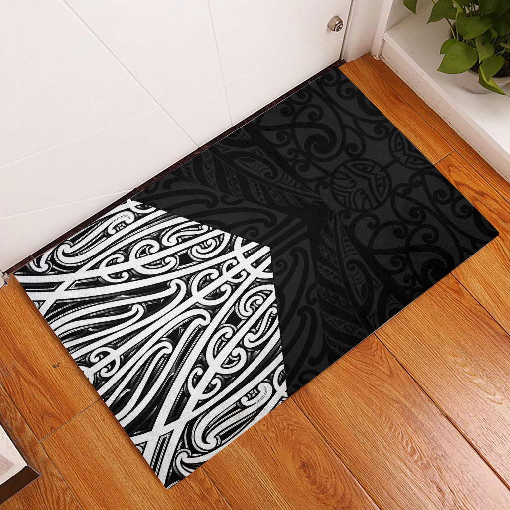Black New Zealand Puhoro Maori Tattoo Rubber Doormat LT14 - Polynesian Pride