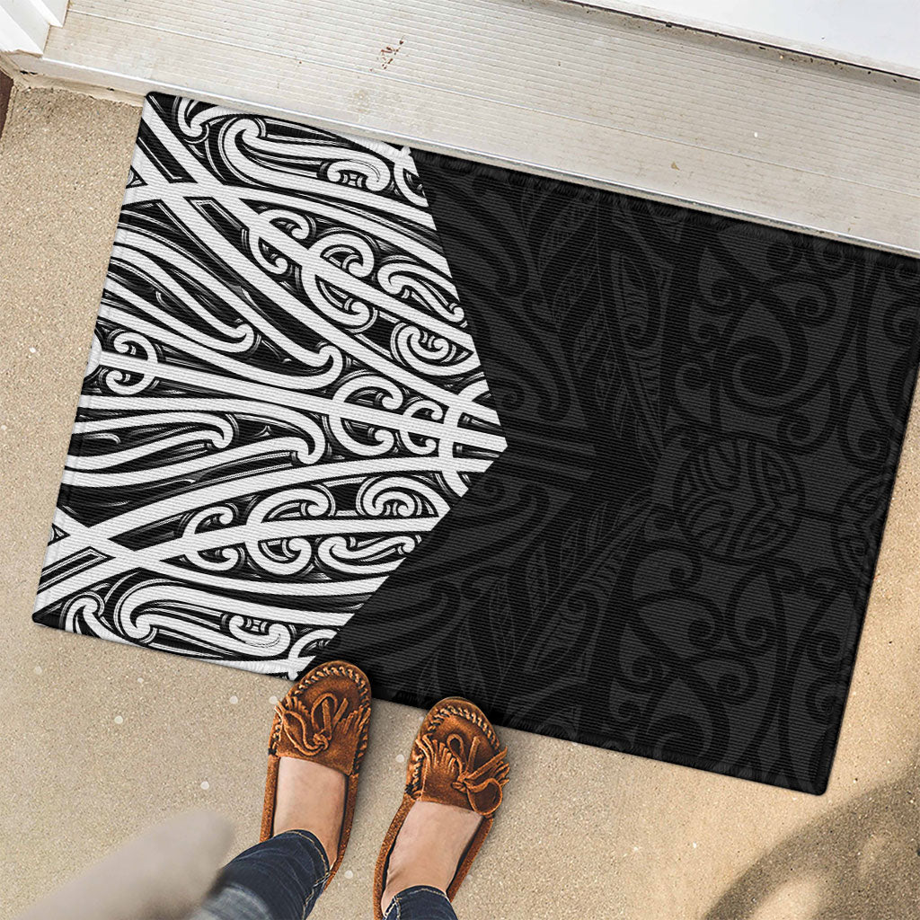 Black New Zealand Puhoro Maori Tattoo Rubber Doormat LT14 - Polynesian Pride