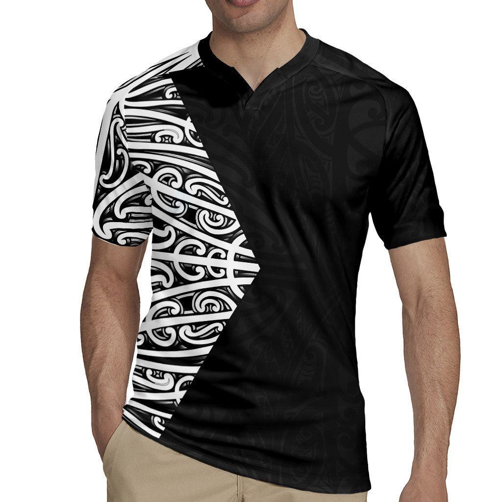 Black New Zealand Puhoro Maori Tattoo Rugby Jersey LT14 - Polynesian Pride