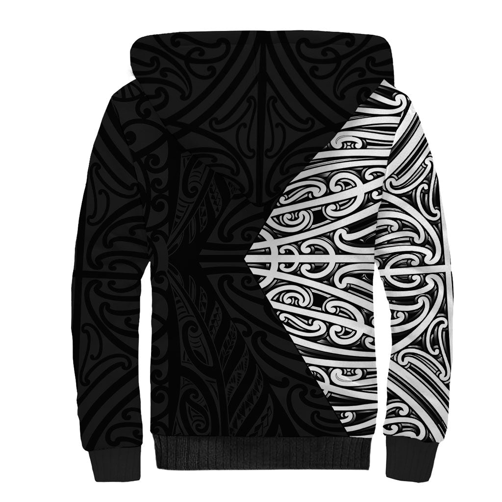 Black New Zealand Puhoro Maori Tattoo Sherpa Hoodie LT14 - Polynesian Pride