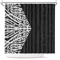 Black New Zealand Puhoro Maori Tattoo Shower Curtain LT14 Black - Polynesian Pride