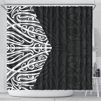 Black New Zealand Puhoro Maori Tattoo Shower Curtain LT14 - Polynesian Pride