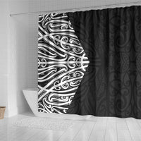 Black New Zealand Puhoro Maori Tattoo Shower Curtain LT14 - Polynesian Pride