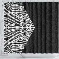 Black New Zealand Puhoro Maori Tattoo Shower Curtain LT14 - Polynesian Pride