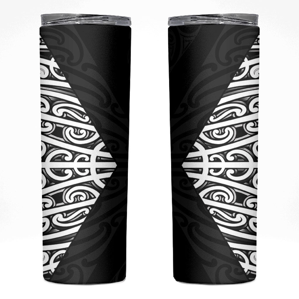 Black New Zealand Puhoro Maori Tattoo Skinny Tumbler LT14 Black - Polynesian Pride