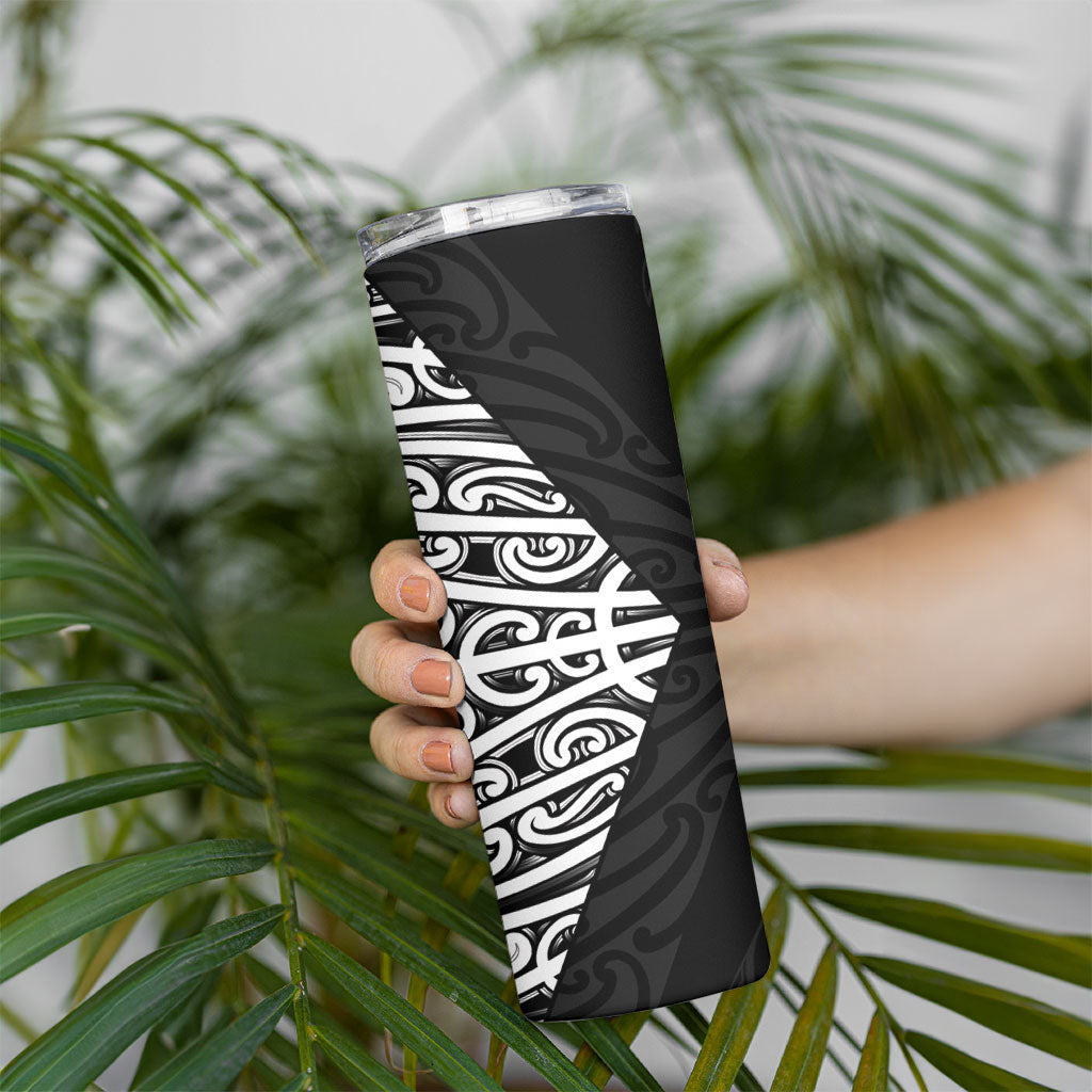 Black New Zealand Puhoro Maori Tattoo Skinny Tumbler LT14 - Polynesian Pride