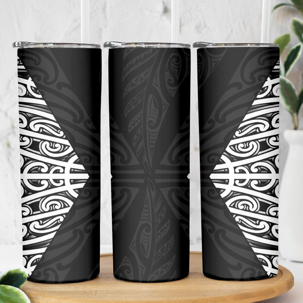 Black New Zealand Puhoro Maori Tattoo Skinny Tumbler LT14 - Polynesian Pride