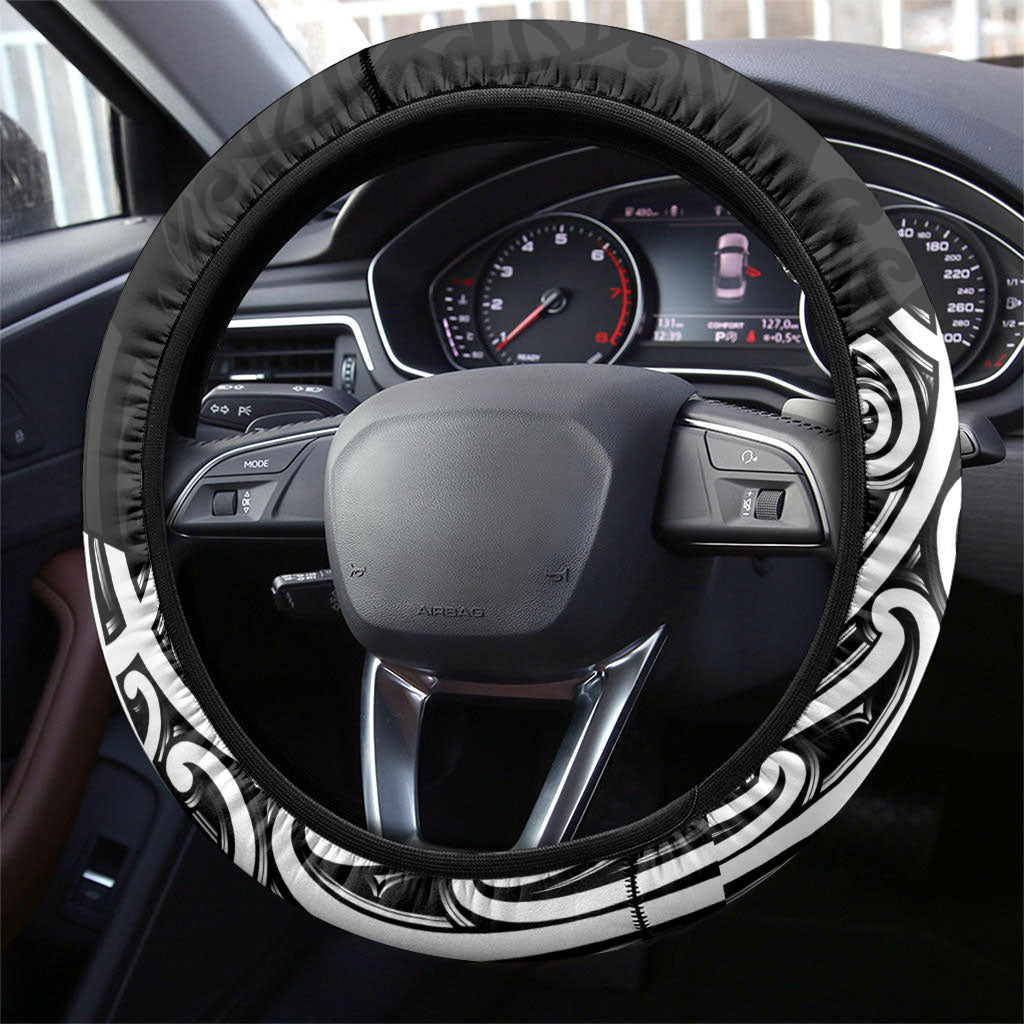 Black New Zealand Puhoro Maori Tattoo Steering Wheel Cover LT14 - Polynesian Pride