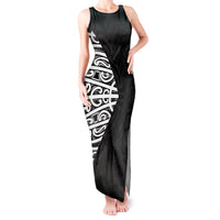 Black New Zealand Puhoro Maori Tattoo Tank Maxi Dress LT14 Women Black - Polynesian Pride