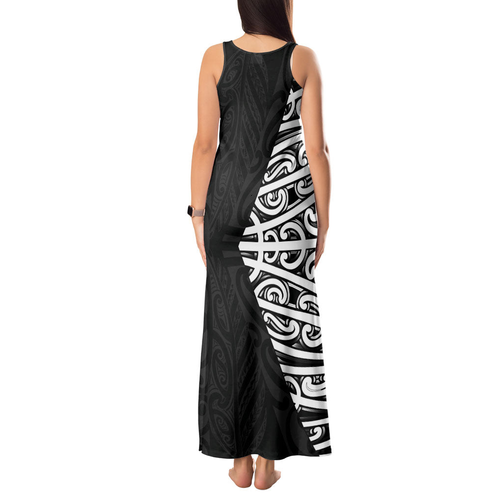 Black New Zealand Puhoro Maori Tattoo Tank Maxi Dress LT14 - Polynesian Pride