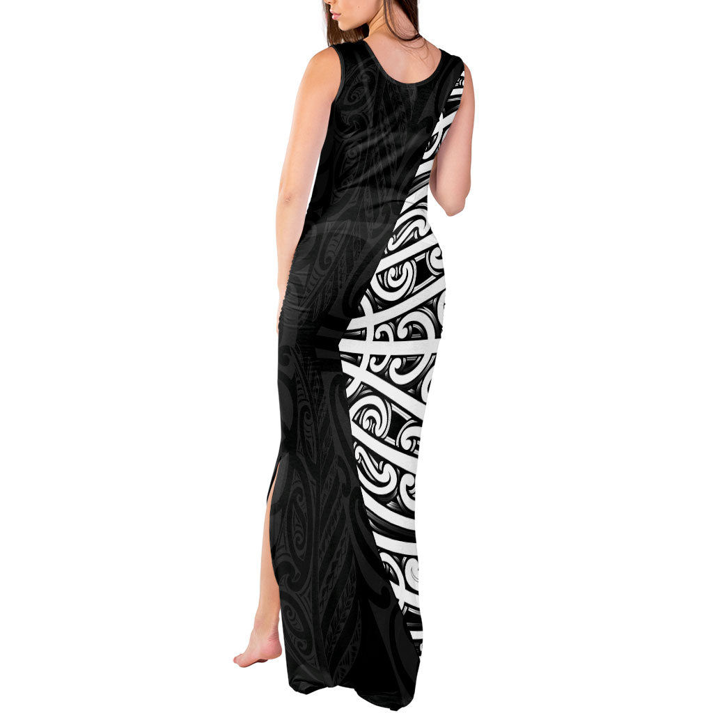 Black New Zealand Puhoro Maori Tattoo Tank Maxi Dress LT14 - Polynesian Pride