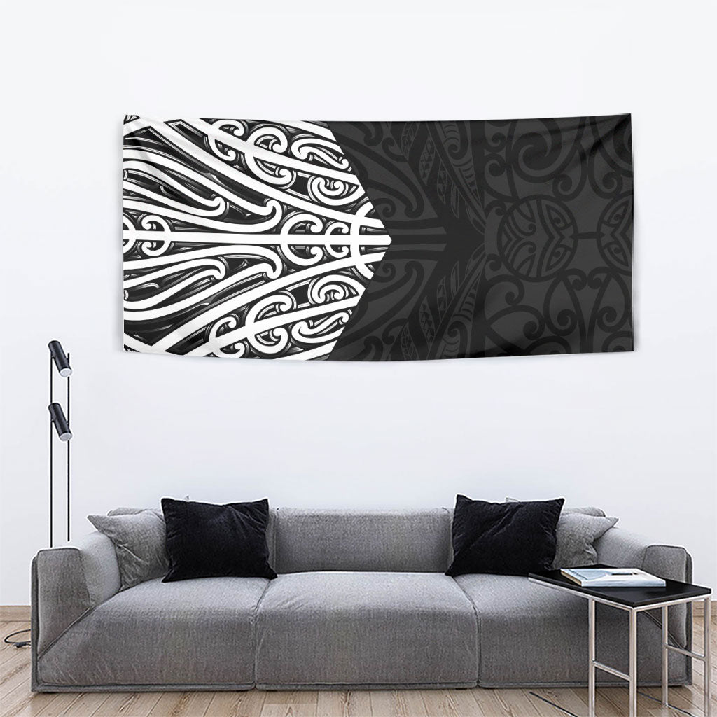 Black New Zealand Puhoro Maori Tattoo Tapestry LT14 - Polynesian Pride