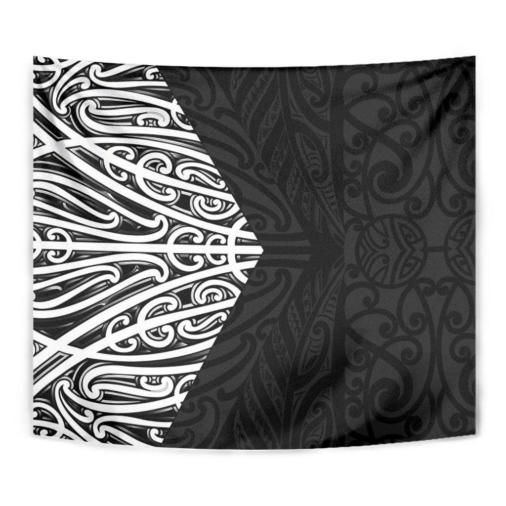 Black New Zealand Puhoro Maori Tattoo Tapestry LT14 - Polynesian Pride