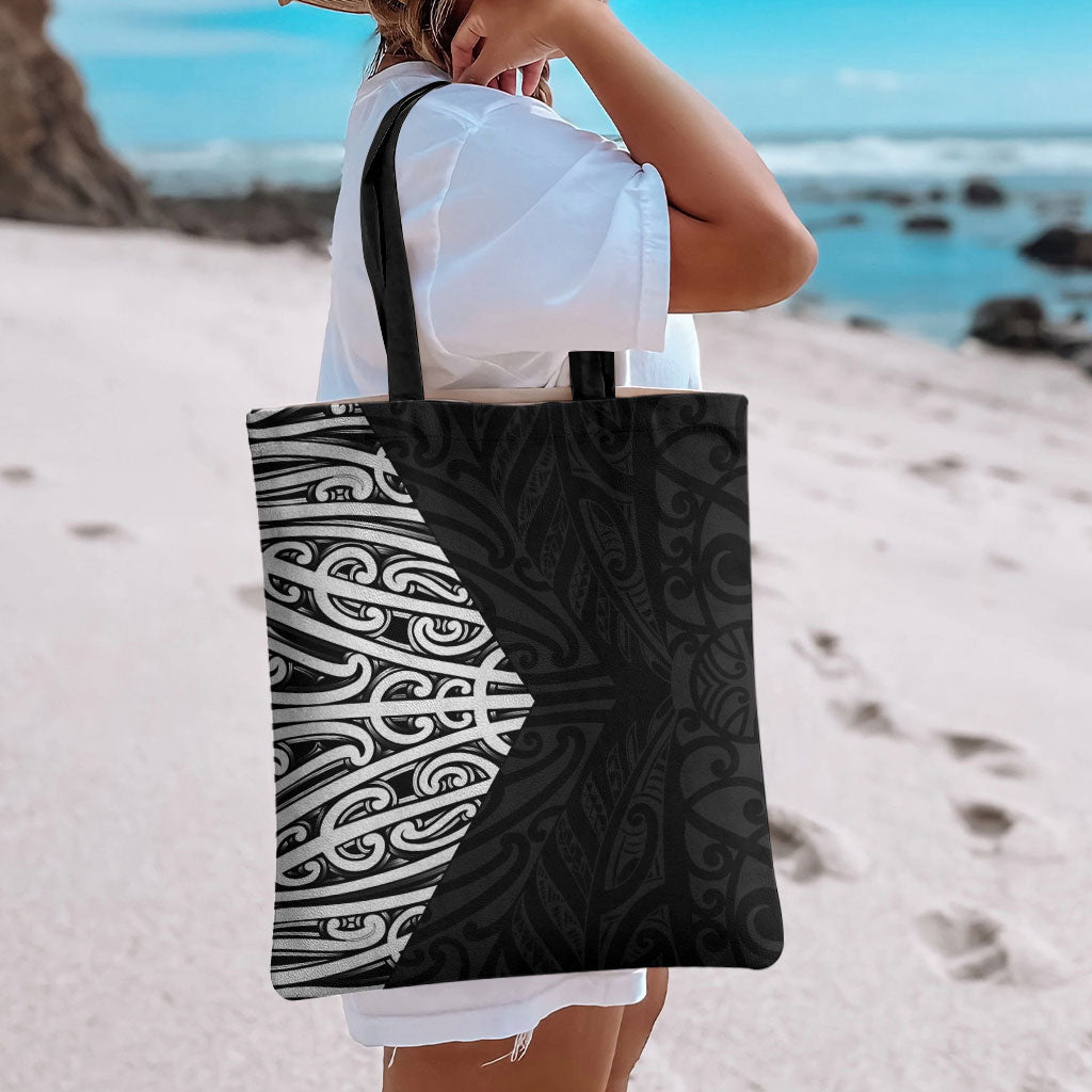 Black New Zealand Puhoro Maori Tattoo Tote Bag LT14 - Polynesian Pride