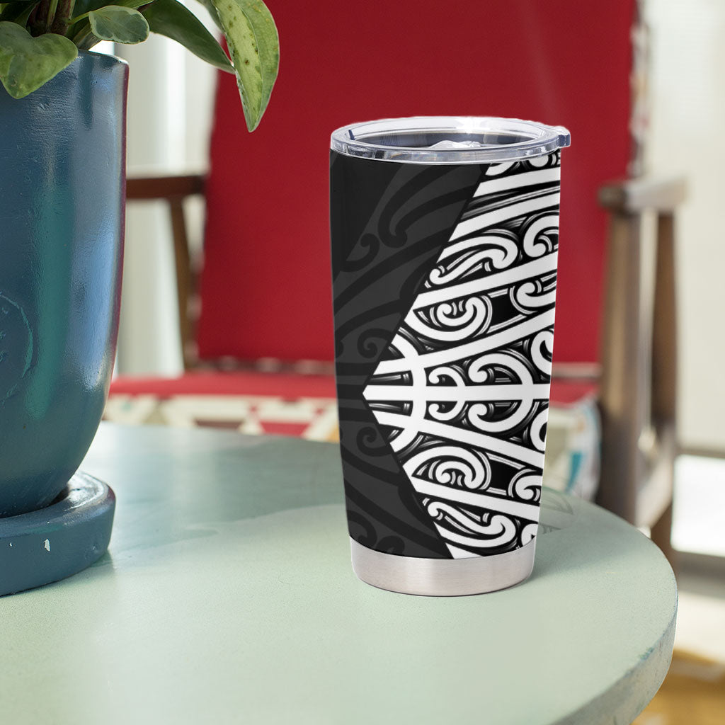 Black New Zealand Puhoro Maori Tattoo Tumbler Cup LT14 - Polynesian Pride