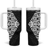 Black New Zealand Puhoro Maori Tattoo Tumbler With Handle LT14 One Size: 40 oz Black - Polynesian Pride