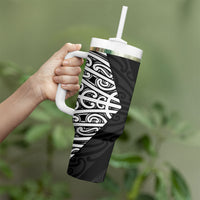 Black New Zealand Puhoro Maori Tattoo Tumbler With Handle LT14 - Polynesian Pride