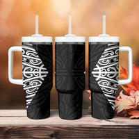 Black New Zealand Puhoro Maori Tattoo Tumbler With Handle LT14 - Polynesian Pride