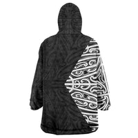 Black New Zealand Puhoro Maori Tattoo Wearable Blanket Hoodie LT14 - Polynesian Pride