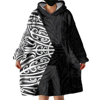 Black New Zealand Puhoro Maori Tattoo Wearable Blanket Hoodie LT14 - Polynesian Pride