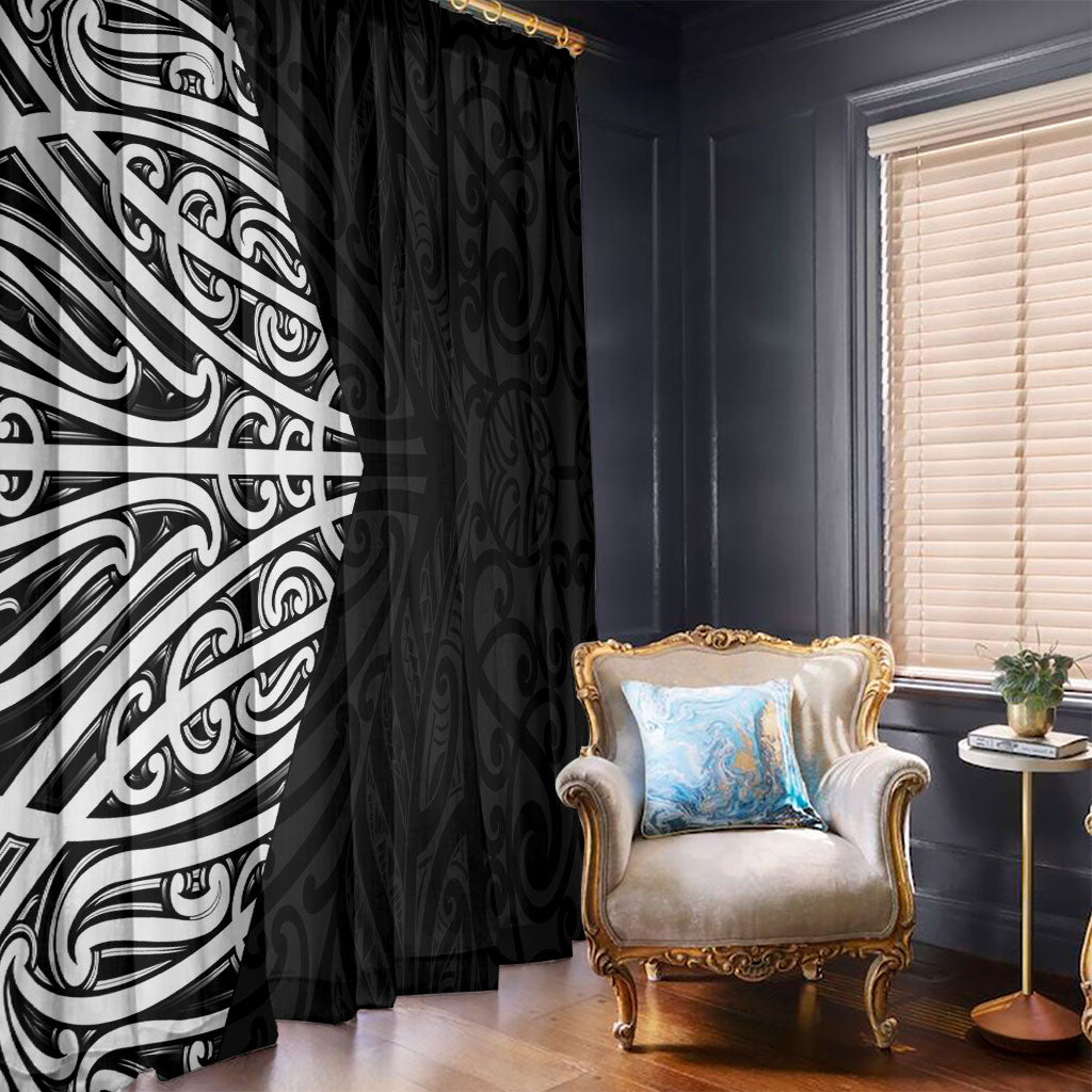 Black New Zealand Puhoro Maori Tattoo Window Curtain LT14 - Polynesian Pride