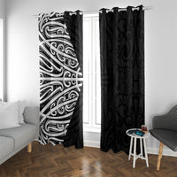Black New Zealand Puhoro Maori Tattoo Window Curtain LT14 With Grommets Black - Polynesian Pride