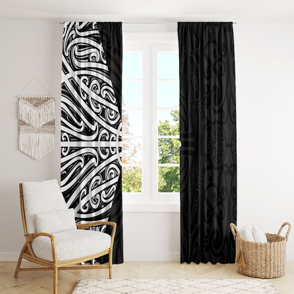 Black New Zealand Puhoro Maori Tattoo Window Curtain LT14 - Polynesian Pride