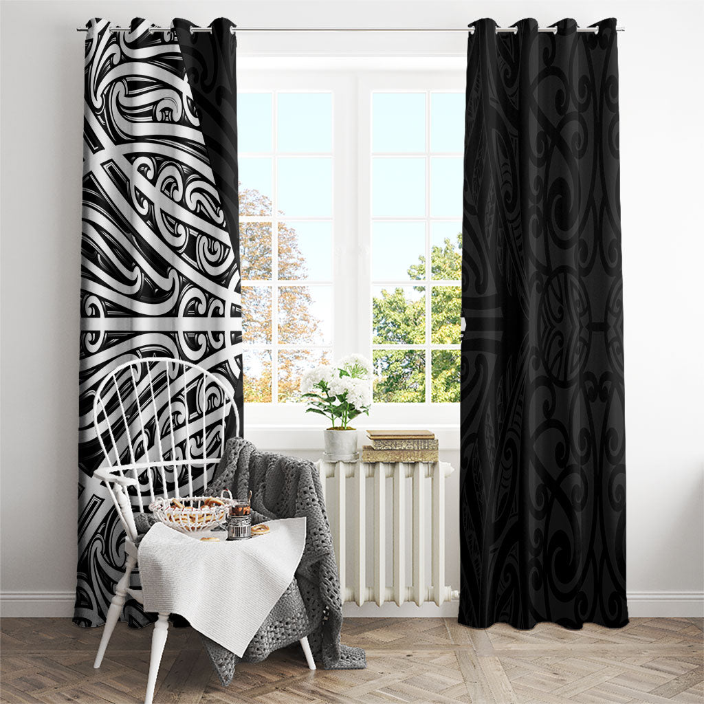 Black New Zealand Puhoro Maori Tattoo Window Curtain LT14 - Polynesian Pride