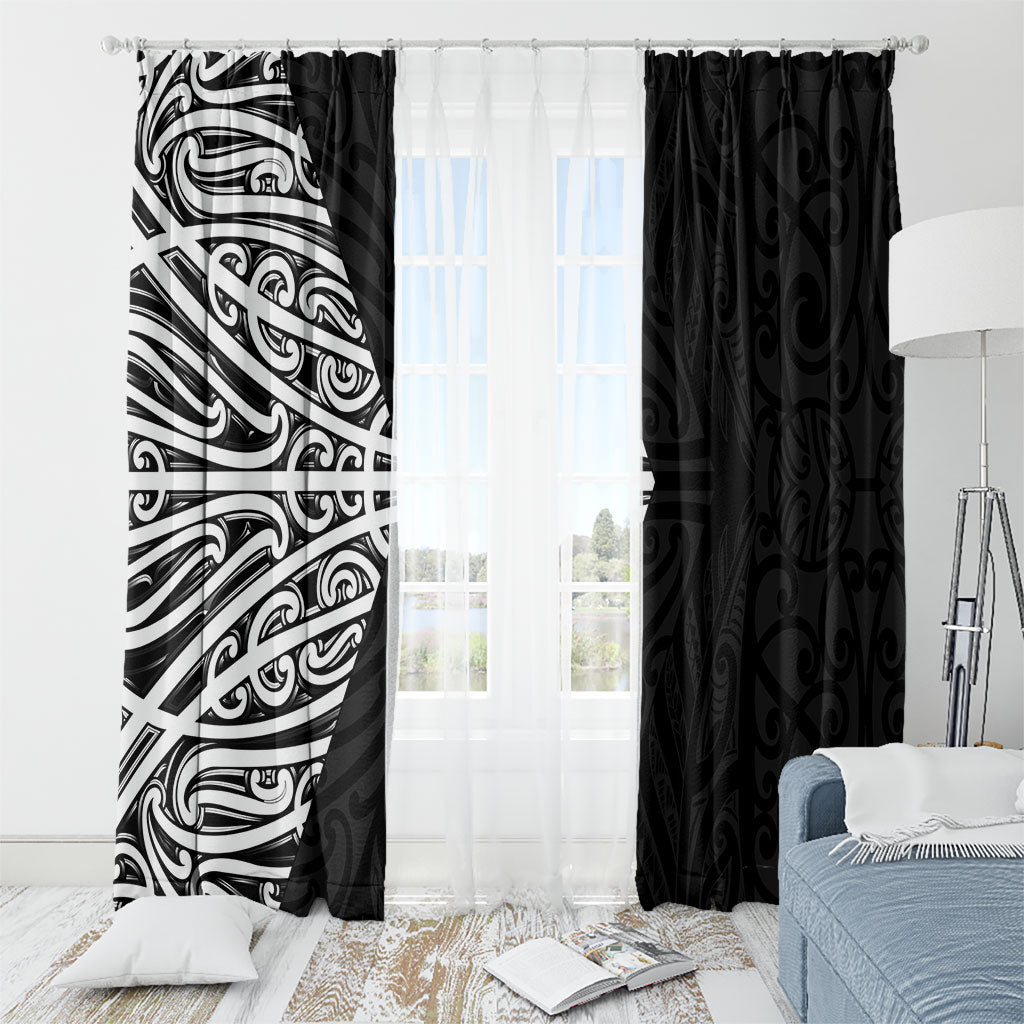 Black New Zealand Puhoro Maori Tattoo Window Curtain LT14 - Polynesian Pride