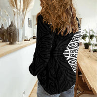 Black New Zealand Puhoro Maori Tattoo Women Casual Shirt LT14 - Polynesian Pride