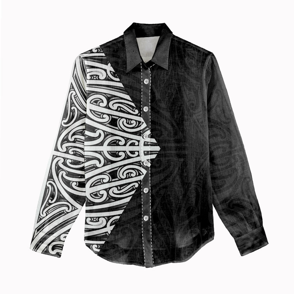 Black New Zealand Puhoro Maori Tattoo Women Casual Shirt LT14 - Polynesian Pride